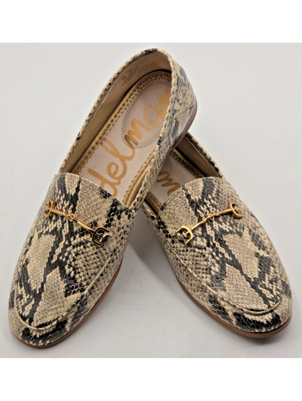 Sam Edelman Loraine Women's 7 M Snake Print Leather Horsebit Loafers